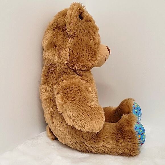 Build A Bear Happy Birthday Bear Light Brown w/Blue Paws and the B-A-B Logo - Picture 5 of 12
